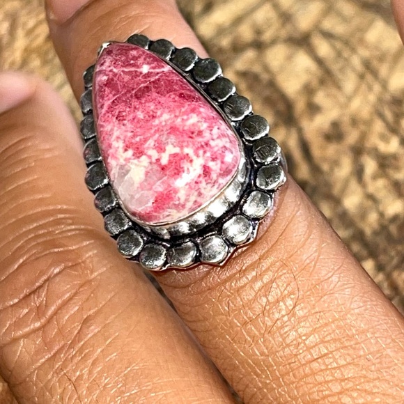 Rosaline Pink Thulite Ring Size 5 1/2 - Picture 2 of 11
